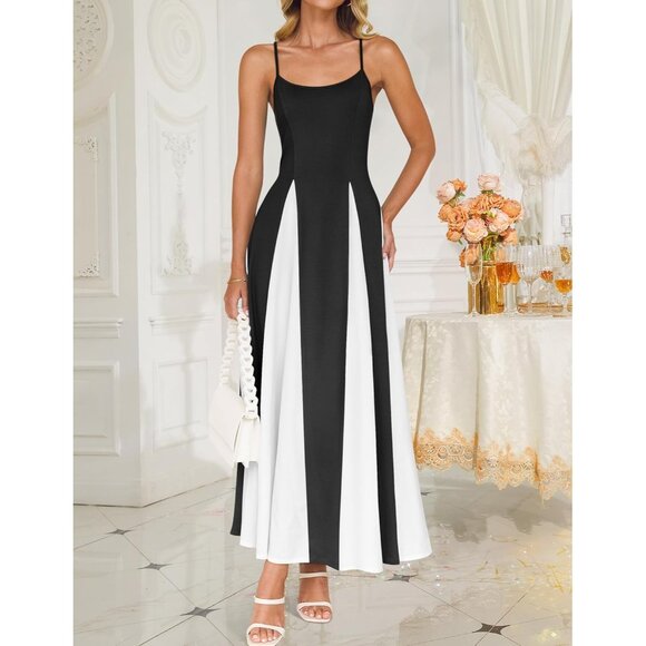 Women's Summer Maxi Dress Viscose Spaghetti Strap Flowy Wedding Guest - Picture 3 of 9